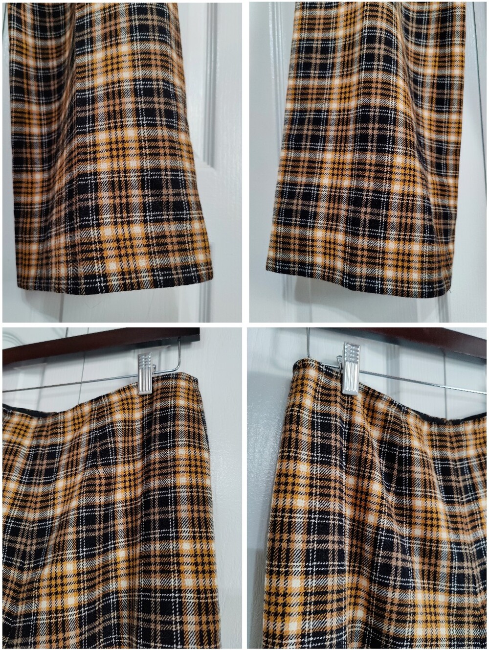 Vintage Pendleton Wool Plaid Wide Leg Pants High Waisted Amber Gold Medium USA - Picture 3 of 16